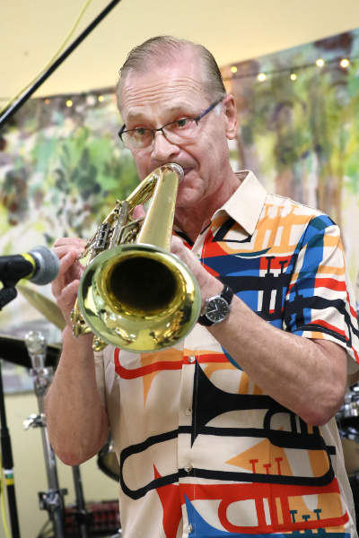 Scott Reeves playing an alto flugelhorn